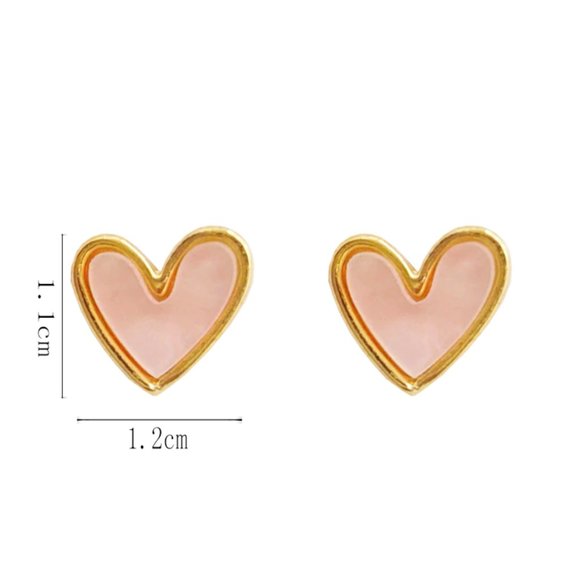 Cute Pink Heart Stone Stud Earrings for Women - Picture 8 of 11
